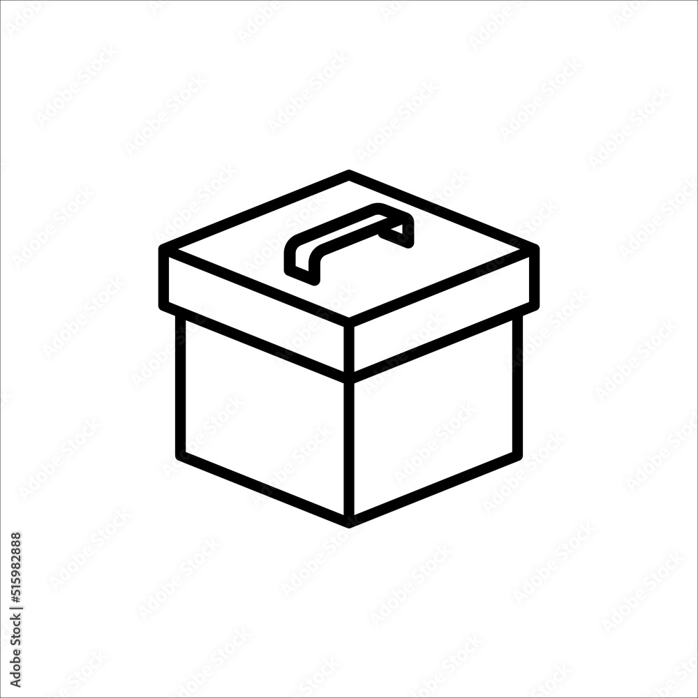 Carton box with cover thin line icon, Vector and Illustration. Carton box with cover thin line icon, Vector and Illustration.