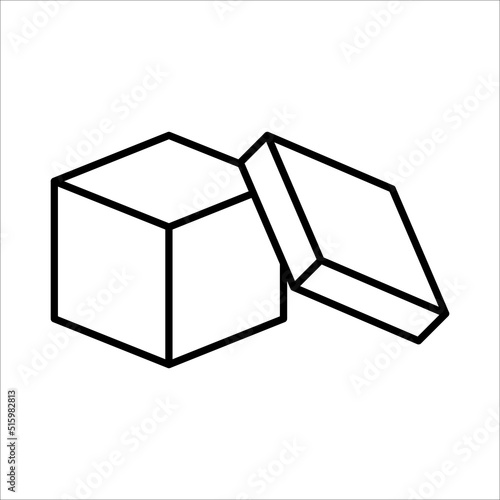 Carton box with cover thin line icon, Vector and Illustration.