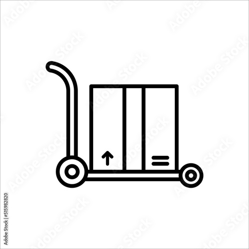 Carton box with cart thin line icon, Vector and Illustration.