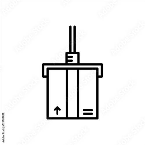 Crane loading carton box thin line icon, Vector and Illustration.