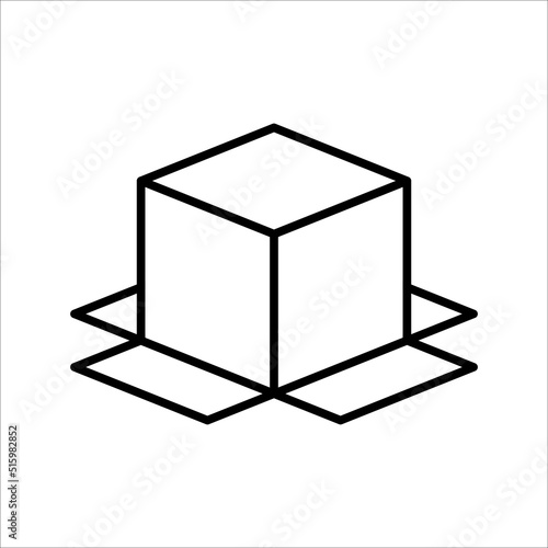 Carton box thin line icon, Vector and Illustration.