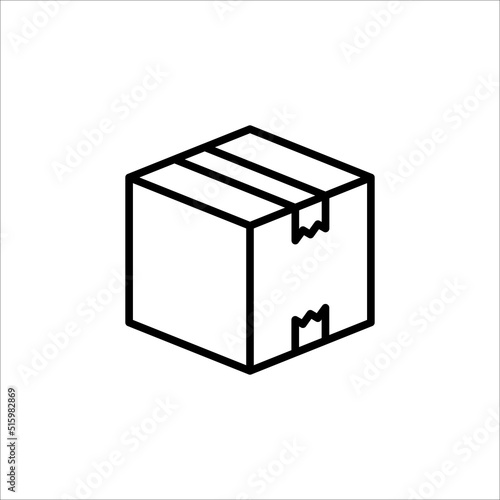 Carton box thin line icon, Vector and Illustration.