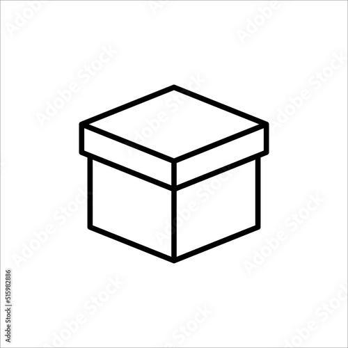 Carton box with cover thin line icon, Vector and Illustration.
