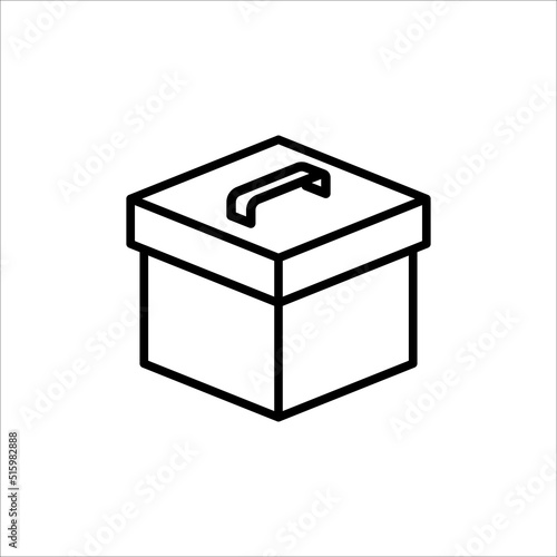 Carton box with cover thin line icon, Vector and Illustration.