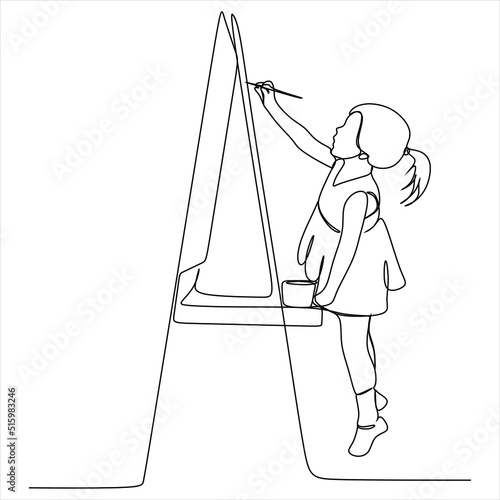 Valokuva One succulent streaked baby is happy, a cute little girl is small on the canvas