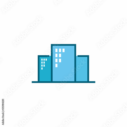 blue building apartment logo design