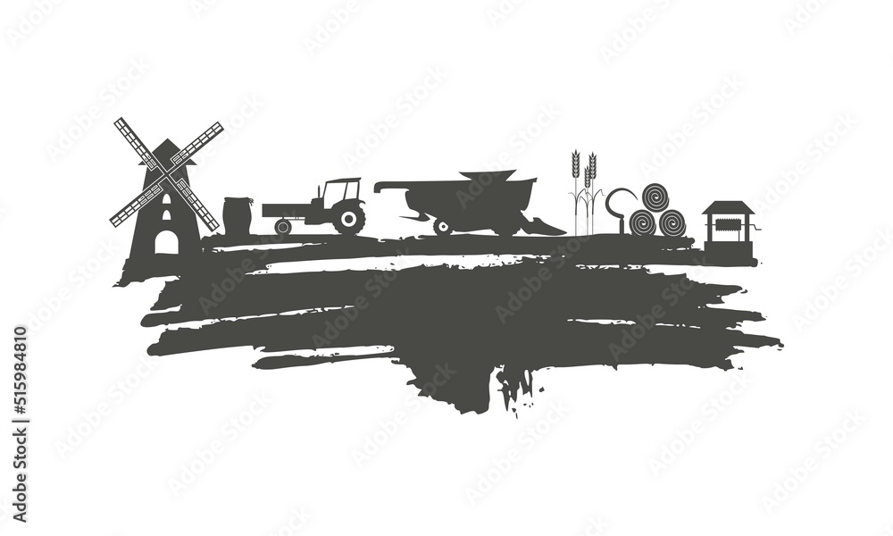 Brush stroke with agricultural icons. Background for eco products. Brush stroke with agricultural icons. Background for eco products.