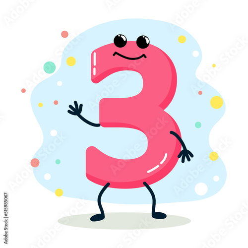 number. humanized character. vector illustration