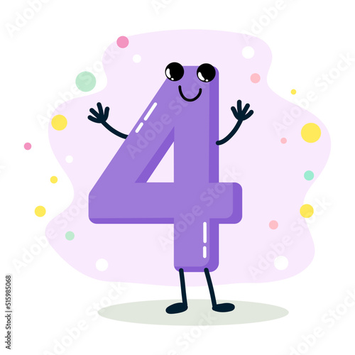 number. humanized character. vector illustration