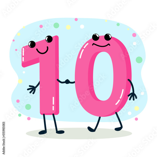number. humanized character. vector illustration