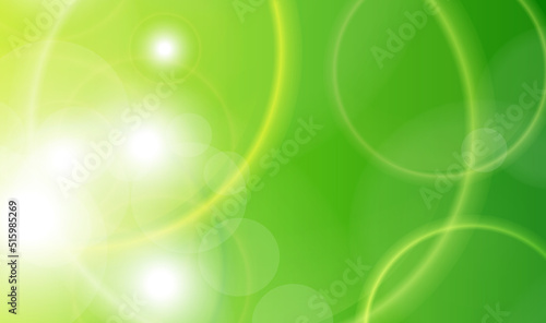 Abstract green sunny background, circle bokeh pattern over green back, fresh spring or summer vector background.