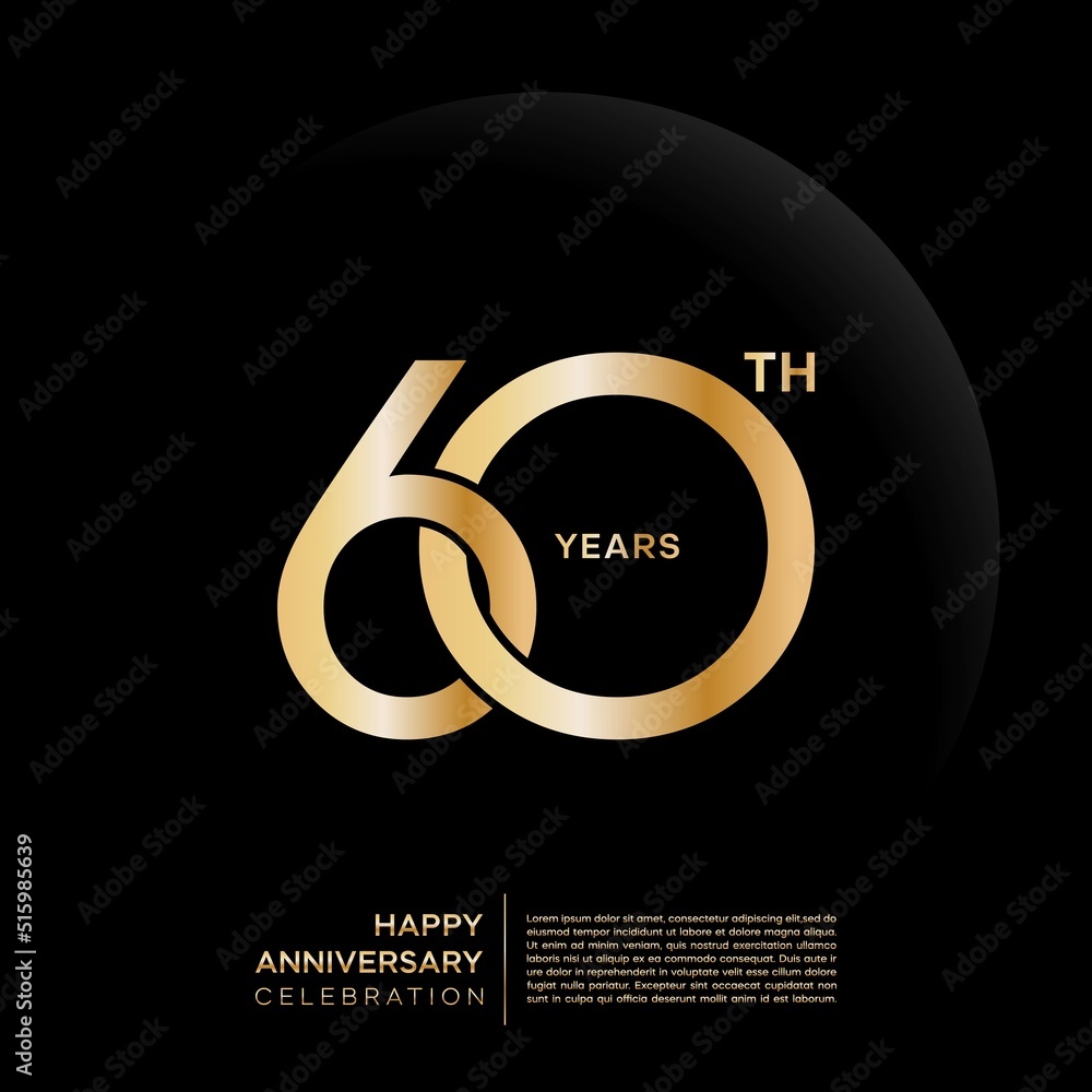 60th year anniversary design template. vector template illustration - obrazy, fototapety, plakaty 