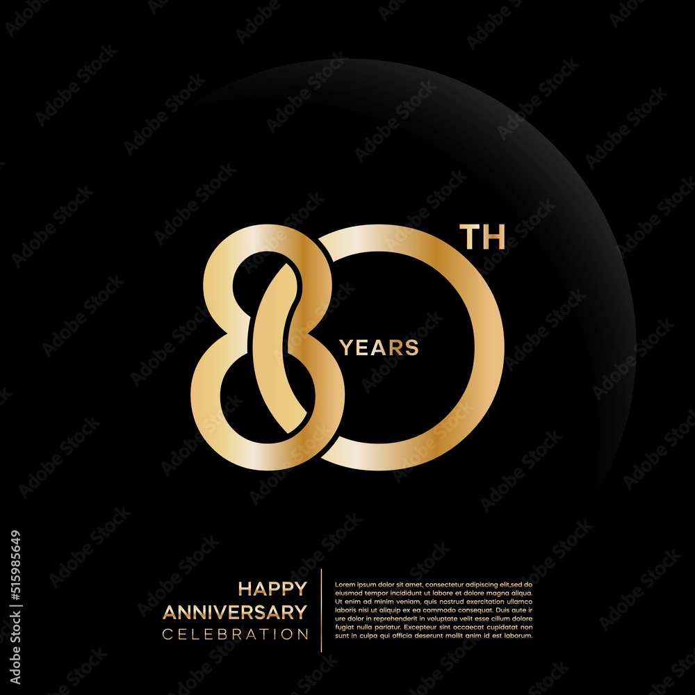 Fototapeta premium 80th year anniversary design template. vector template illustration