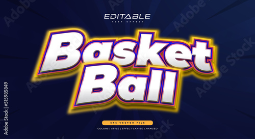 Basketball Text Style with Glowing Neon Effect
