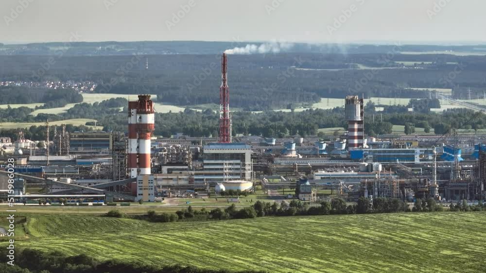 aerial view on pipes of chemical enterprise plant. Air pollution concept. Industrial landscape environmental pollution waste of thermal power plant aerial view on pipes of chemical enterprise plant. Air pollution concept. Industrial landscape environmental pollution waste of thermal power plant
