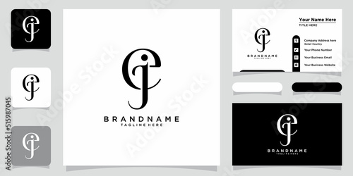 Fotografie Initials letter JE or EJ logo vector design with business card design premium ve