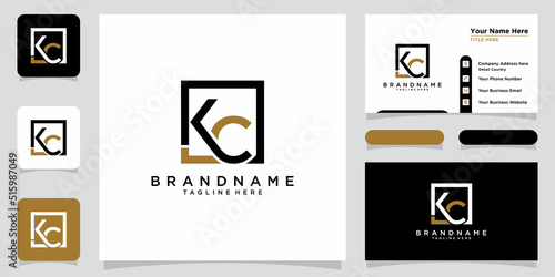 KC logo. Company logo. Monogram design. Letters K and C with business card design premium vector