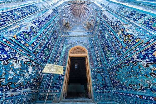 Memorial complex Shakhi-Zinda, amazing asian architecture, Samarkand, Uzbekistan photo