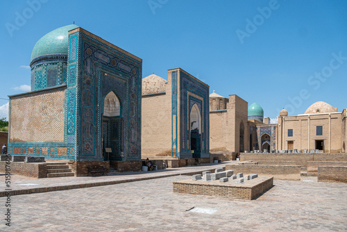 Memorial complex Shakhi-Zinda, amazing asian architecture, Samarkand, Uzbekistan photo