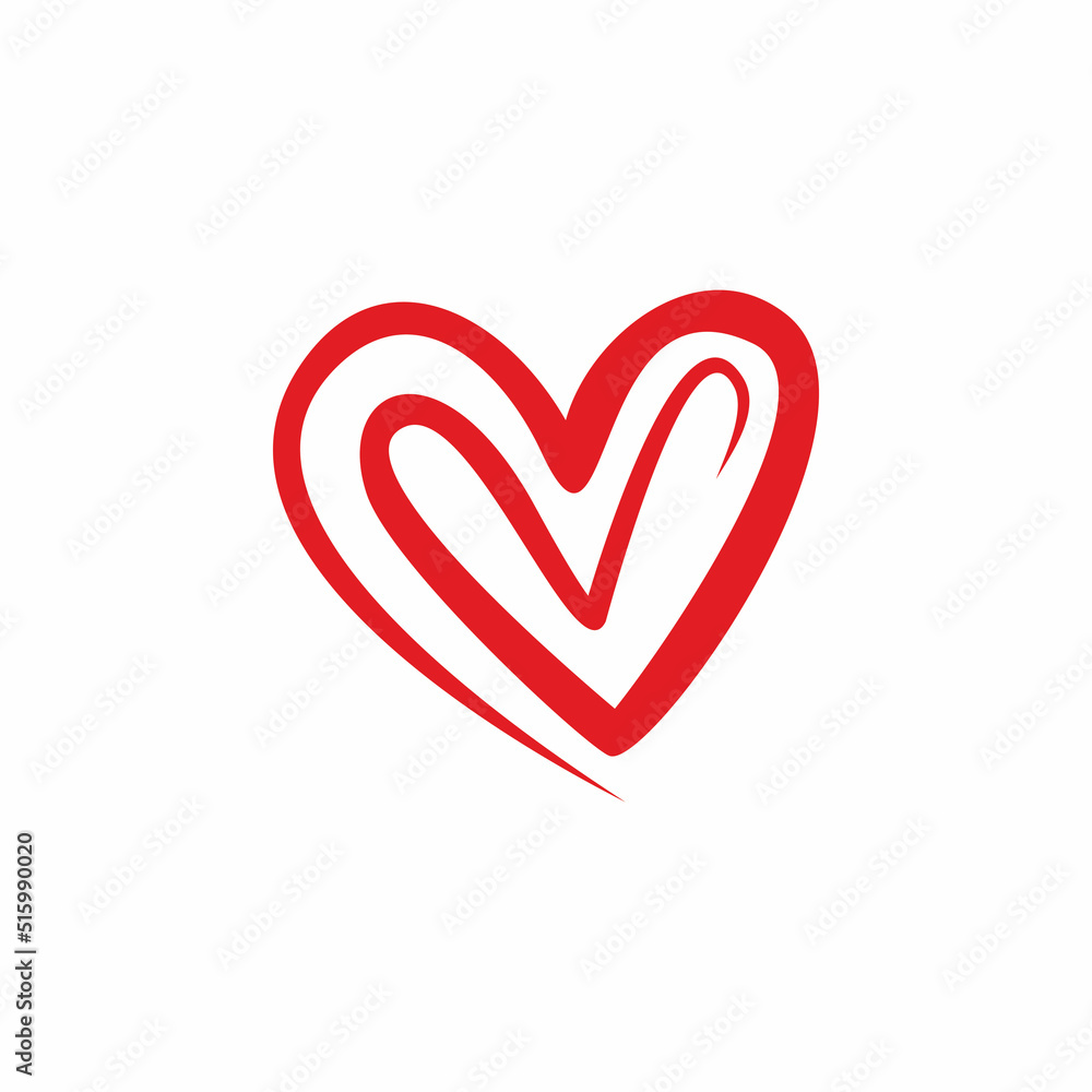 red love heart color line logo design red love heart color line logo design