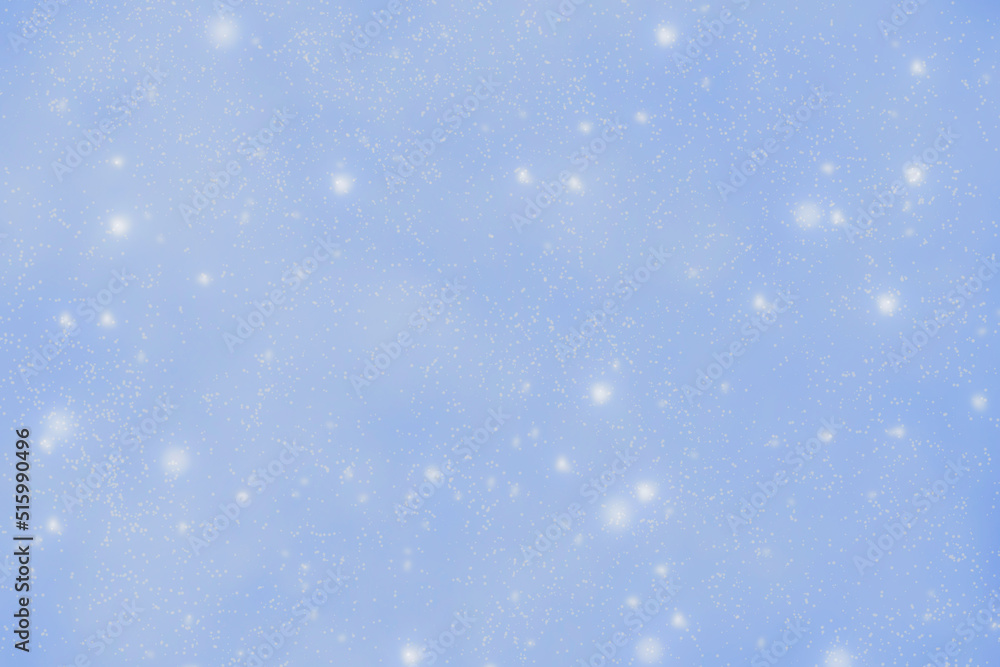Snowfall in the winter background.  Blue and white background of snowflakes illustration background. 