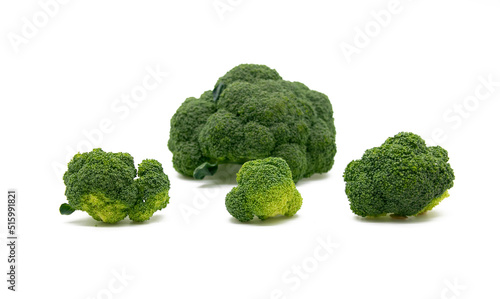 Broccoli isolated white. Set of fresh broccoli.