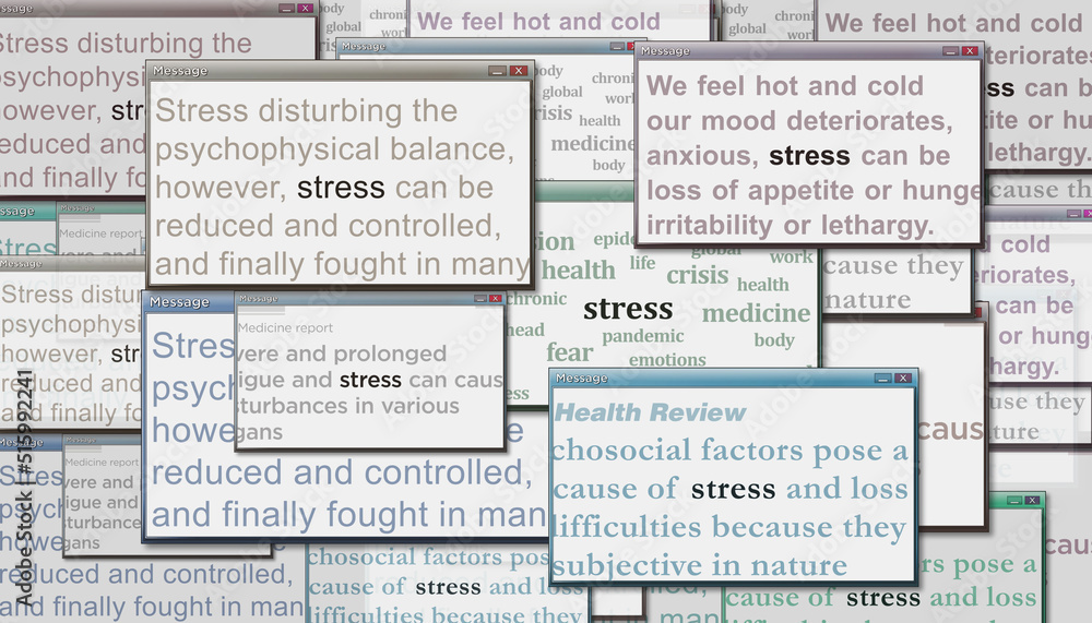 Naklejka premium News titles on screen in hand with Stress 3d illustration