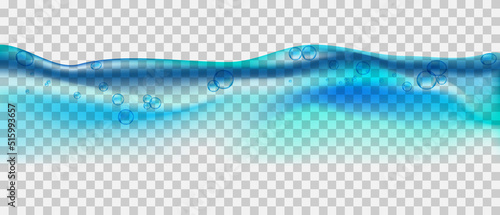 Water splash with air bubbles on transparent background