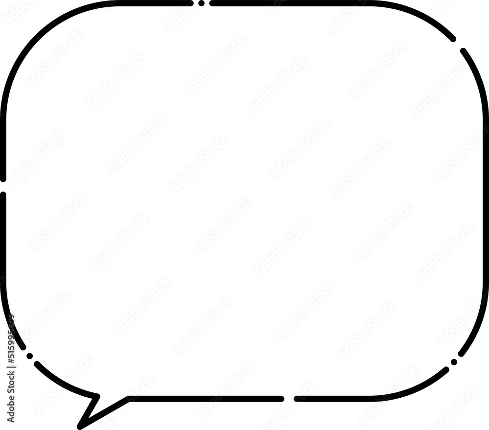 吹き出し　四角形　長方形　手描き　モノクロ　シンプル　線画