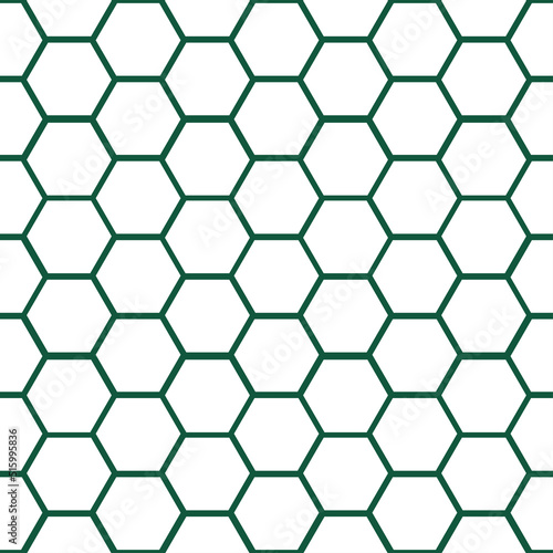 White honeycomb seamless pattern with green background.