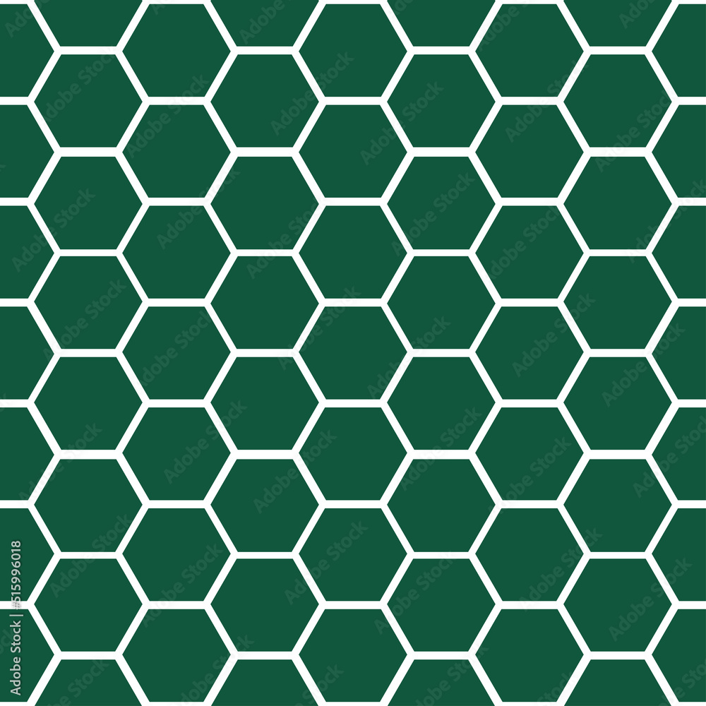 Seamless pattern with green and white honeycomb.