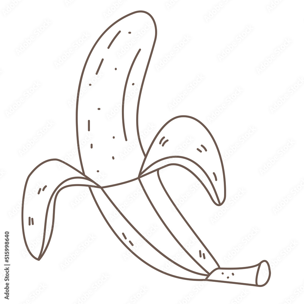 Banana in doodle style. Organic food