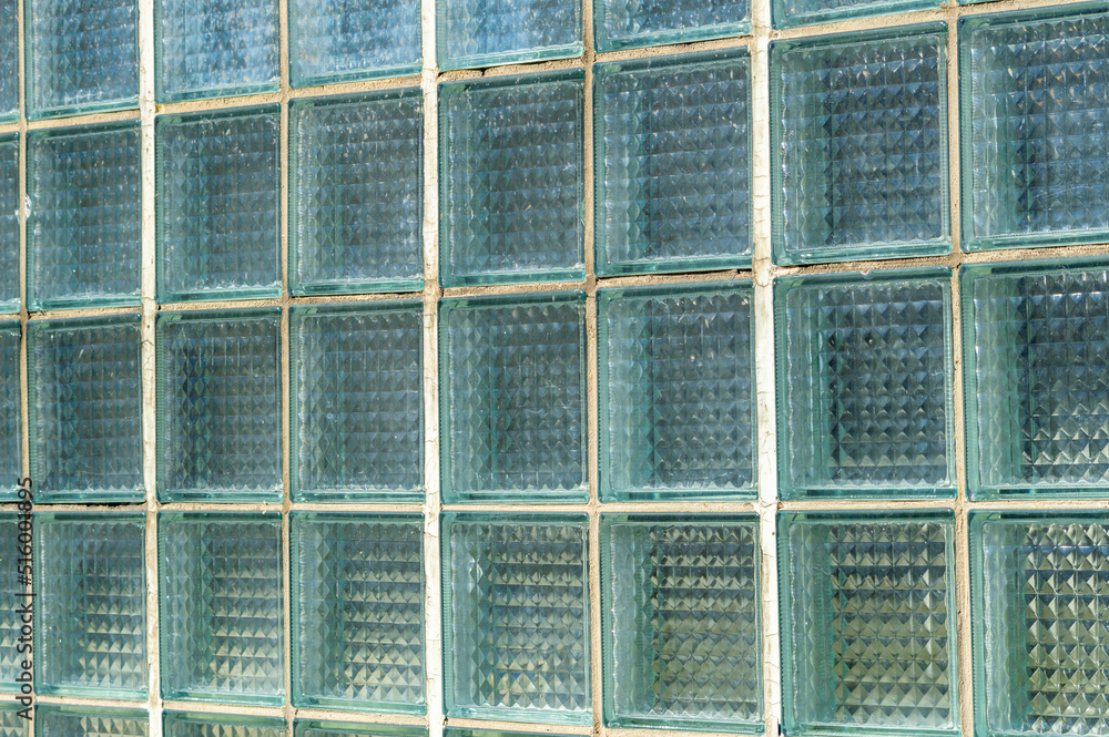 facade of the building made of glass blocks facade of the building made of glass blocks
