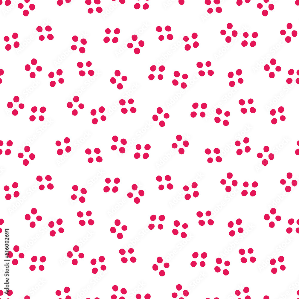Pink dots seamless pattern with white background.