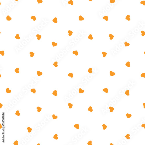 Orange hearts seamless pattern with white background.