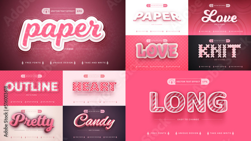 Set 10 Pink Love Editable Text Effects | Font Styles