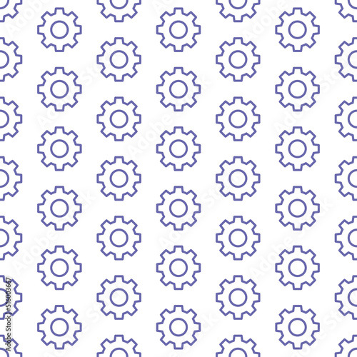 Very peri color gear seamless pattern with white background.