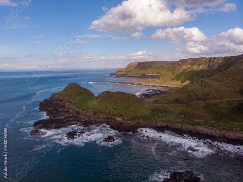 Aerial view of cliffs in Northern Ireland