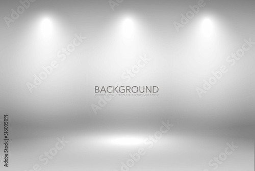 Product Showscase Spotlight Background - White Clear Photographer Studio in Round Cylindrical Platform - Light Scene for Modern Clean Minimalist Design, Wide-screen in High Resolution