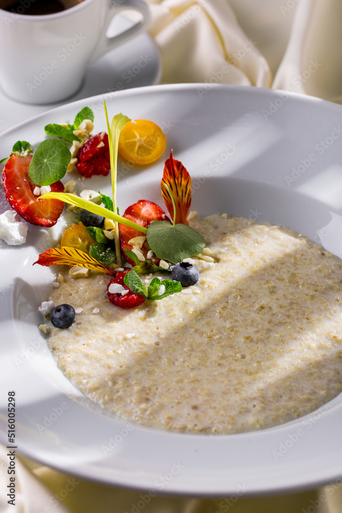 Oatmeal with berries and fruits