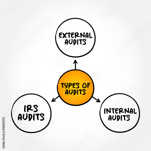 Types of Audits - important part of a customer-supplier partnership, mind map concept for presentations and reports