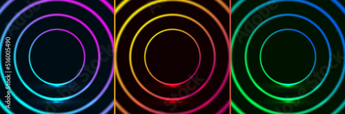 Set of colorful glowing neo...