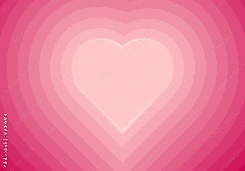 Concentric hearts pink gradient background