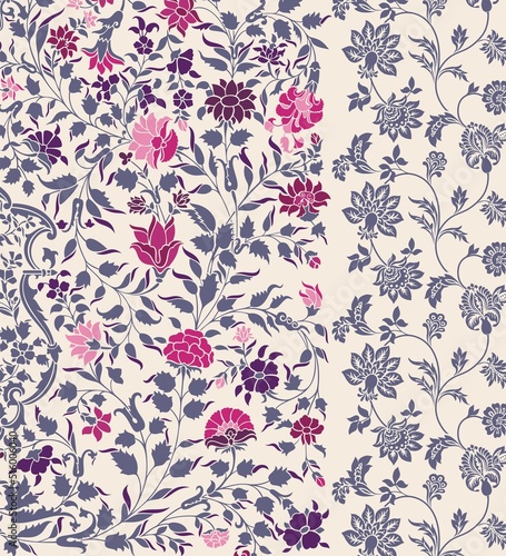 wedding card design, traditional paisley floral pattern , royal India	