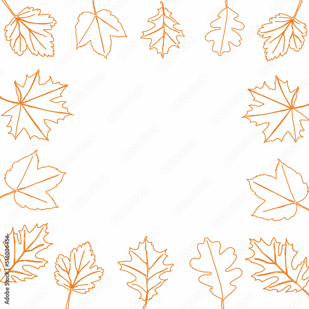 Background from autumn leaves. Autumn leaves in one line style. Vector illustration. Background from autumn leaves. Autumn leaves in one line style. Vector illustration.