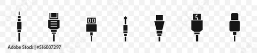  Set of cable connector icons. Vector isolated illustration. Cable adapter symbol collection. EPS 10.