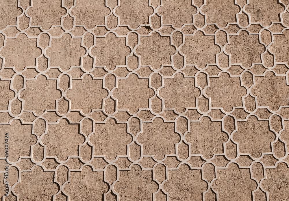 background, sgraffito, geometric,  repetition, star, arabic, brown, lime, sand