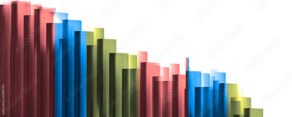 Obraz premium Graph with three colors. Business. Statistics. Red. Blue. Yellow. Crisis. Recession. Decline