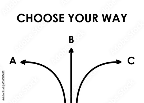 Choose your way concept with different arrows vector illustration. Different plans, roads banner choose your path.