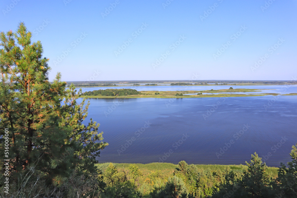 Panoramic view from the banks of the Dnieper in Vytachiv, Ukraine	
